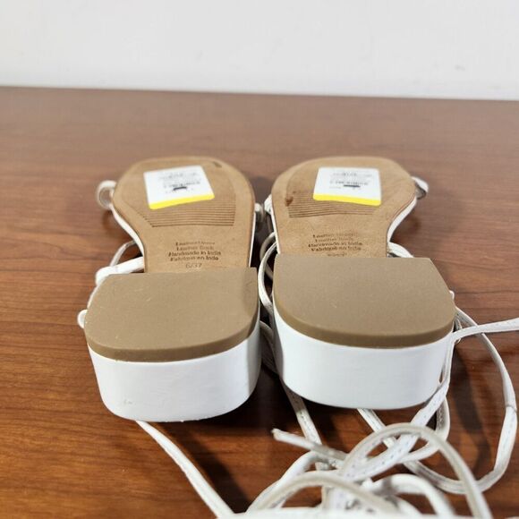 JEFFREY CAMPBELL Agate 2 Leather Sandal Color White Size 6 EU 37 Lace Up - Picture 11 of 13